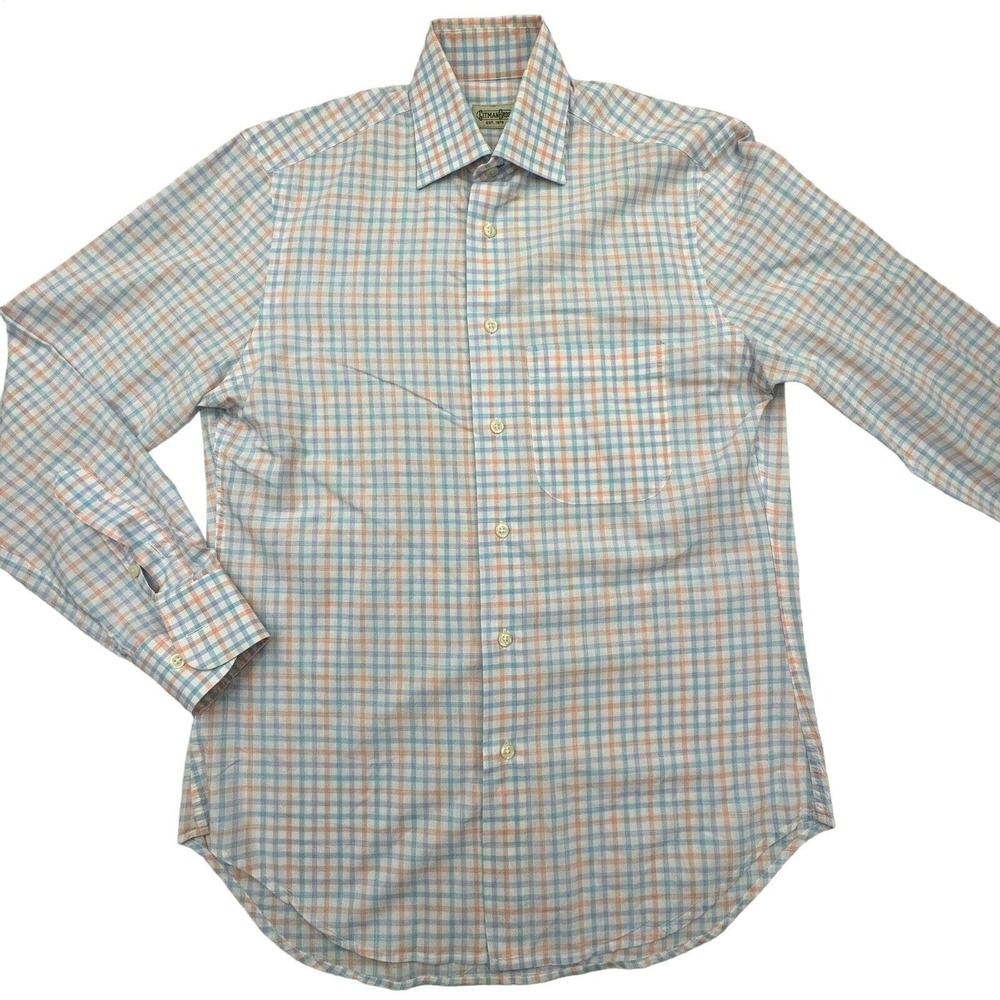 Gitman Bros. Shirt Mens Small S Plaid Long Sleeve Button Down Collar